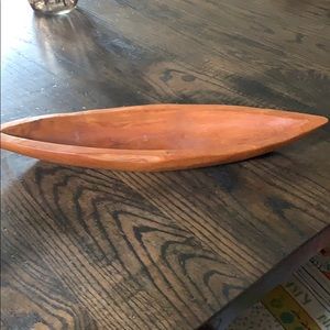 Williams Sonoma Teak Wood “Boat” Tray or Centerpiece